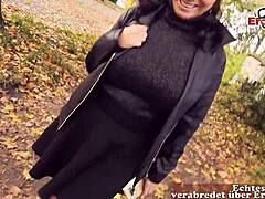 German amateur MILF gets picked up and filmed in public park Pov