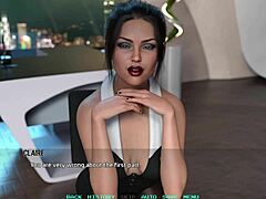 A mature woman and a black-haired girl engage in BDSM in a club restroom, captured in a 3D animated video